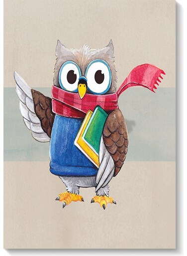 Owl Printed Wall Art Beige/Brown/Red 40x60cm