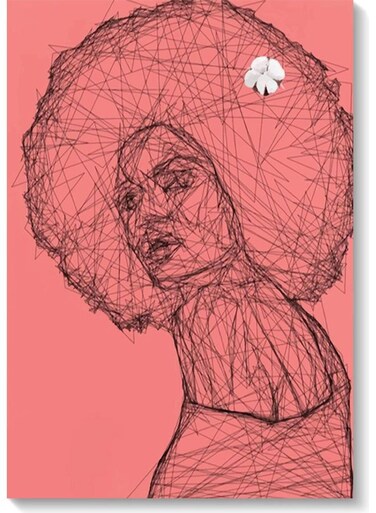 Woman Line Art Printed Wall Art Pink/Black 40x60cm