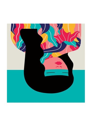 Girl Upside-Down Mdf Wall Art Multicolour 30x30cm