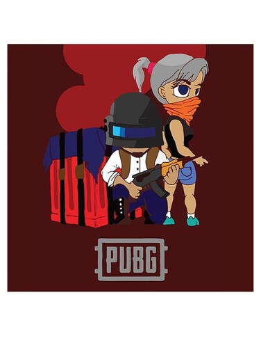 PUBG Themed Wall Art Red/Blue/White 30x30cm