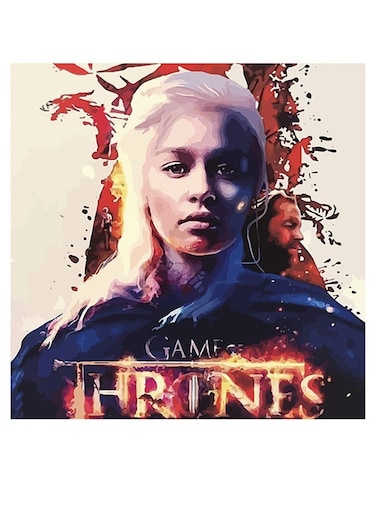 Game Of Thrones Themed Wall Art Beige/Blue/Red 30x30cm