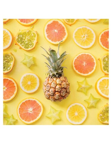 Fruit Themed Printed MDF Wall Art Yellow/Orange/Green 30x30cm