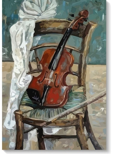 Violin Wall Art Multicolour 40x60cm