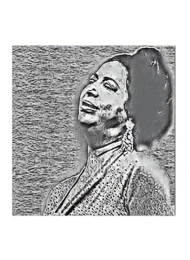 Umm Kulthum MDF Wall Art Grey/Black 30x30centimeter
