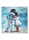 Love Couple Themed Decorative Wall Art Canvas Painting With Frame Blue/White/Black 50x50cm