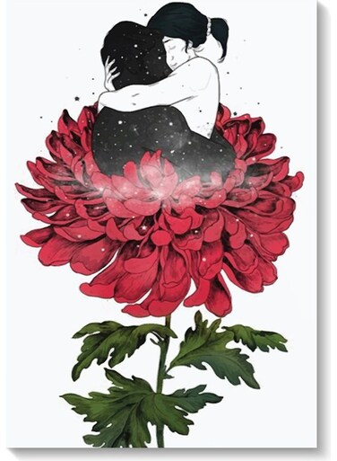 Hug And Flowers Wall Art Multicolour 40x60cm