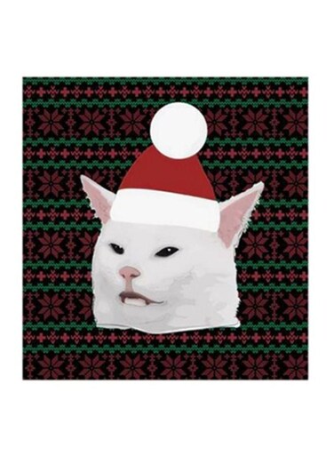 Woman Yelling At Cat MDF Wall Art Black/White/Green 30x30centimeter