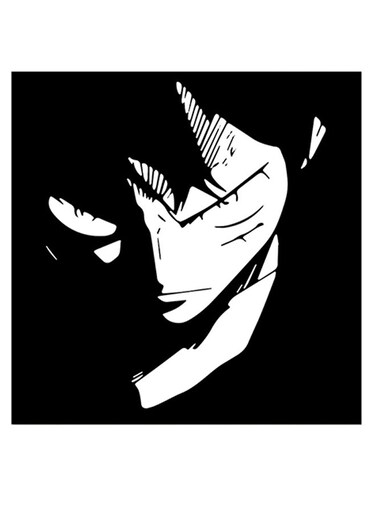 Luffy Themed Printed MDF Wall Art Black/White 30x30cm