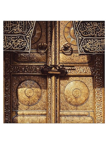 Door Of Kaaba Themed Wall Art multicolour 30x30cm