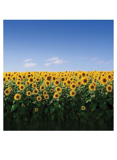 Sunflowers Themed Printed MDF Wall Art Blue/Green/Yellow 30x30cm