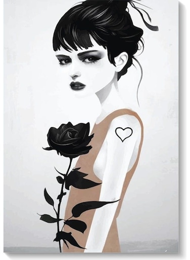 Flowers Girl Wall Art Multicolour 40x60cm
