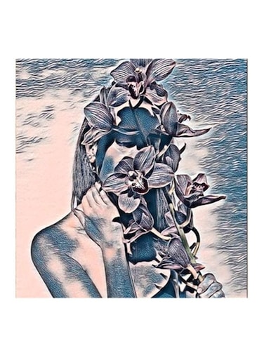 Beautiful Flowers And Women MDF Wall Art Multicolour 30x30cm