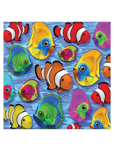 Fish Themed Wall Art Blue/Orange/Yellow 30x30cm