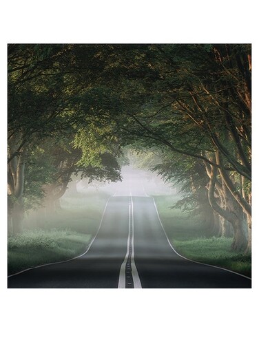 Road Themed Wall Art Green/Brown/Grey 30x30cm