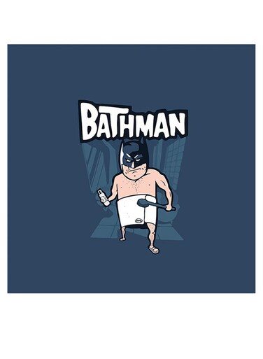 Bathman Themed Wall Art Blue/White/Black 30x30cm