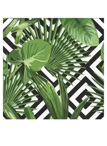 Plant Themed Wall Art Green/Black/White 30x30cm