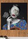 Woman Printed Wall Art Black/Grey/Blue 30x30cm