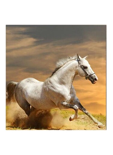 White Horse MDF Wall Art Multicolour