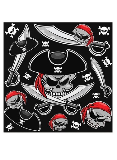 The Pirate Themed Wall Art Black/White/Red 30x30cm