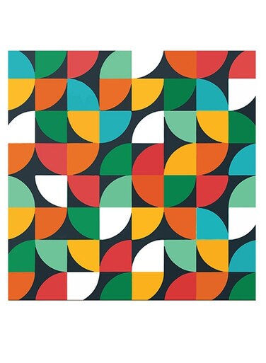 Geometric Shape Decorative Wall Art Yellow/Green/White 30x30cm
