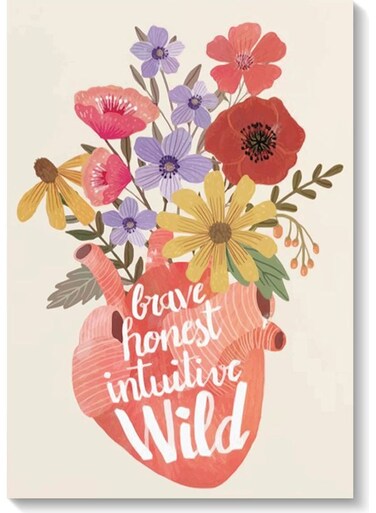 Heart And Flowers Printed Wall Art Multicolour 40x60cm