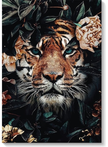 Tiger Printed Wall Art Brown/Beige/Green 40x60cm