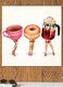 Tea And Pastry Themed Wall Art Pink/Orange/Black 30x30cm