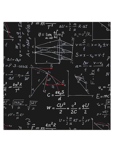 Maths Lovers Themed Wall Art Black/White/Red 30x30cm