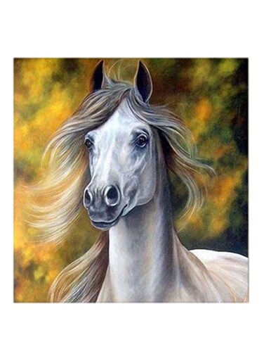 White Horse Abstract MDF Wall Art Multicolour