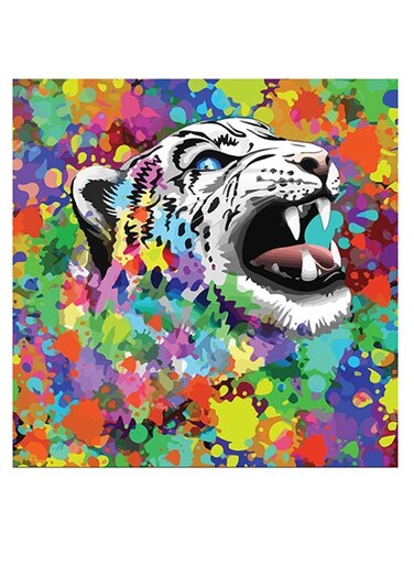 Tiger Colourful Themed Wall Art Blue/White/Orange 30x30cm