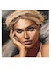 Woman Themed Wall Art Grey/Beige/Red 30x30cm