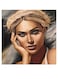 Woman Themed Wall Art Grey/Beige/Red 30x30cm