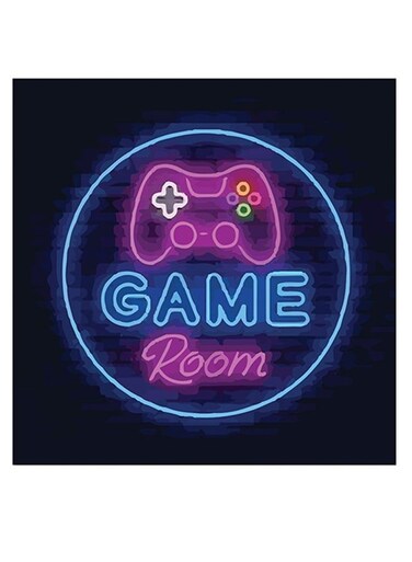 Game Room By Neon Themed Wall Art Blue/Yellow/Purple 30x30cm