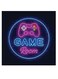 Game Room By Neon Themed Wall Art Blue/Yellow/Purple 30x30cm