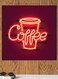Coffee By Neon Themed Wall Art Red/Yellow 30x30cm