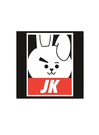 JK BTS Squad Wall Art Painting Black/White/Red 30 x 30centimeter