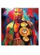 Mike Tyson Boxer Themed Wall Art Yellow/Blue/Red 30x30cm