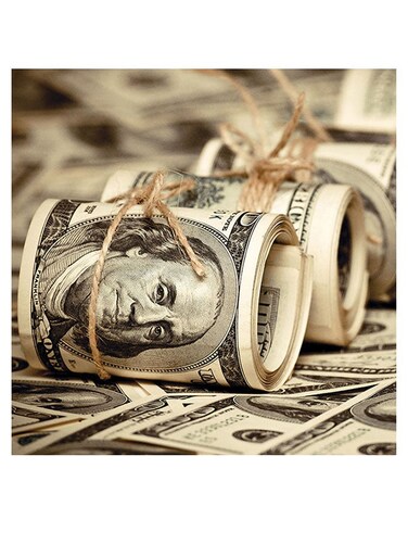 Dollars Themed Printed MDF Wall Art Beige/Gray/Black 30x30cm