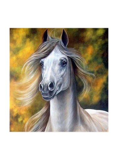 White Horse Abstract MDF Wall Art Multicolour 30x30cm
