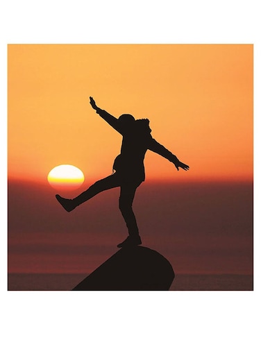 Sunset Themed Printed MDF Wall Art Orange/Black/Brown 30x30cm