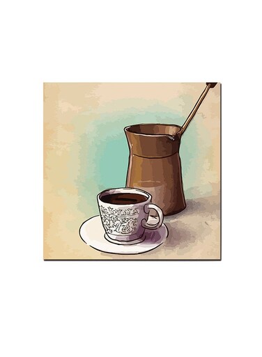 Coffee Lovers Wall Art Painting Beige/Brown/White 30 x 30centimeter