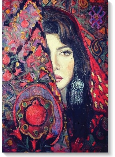 Woman Printed Wall Art Multicolour 40x60cm