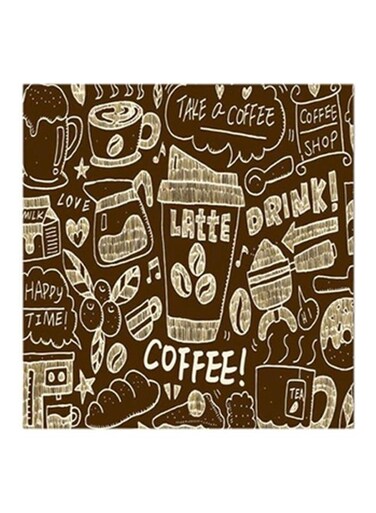 Wooden Coffee Wall Art Painting Brown/Beige 30x30centimeter