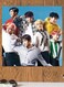 BTS Squad Themed Printed MDF Wall Art Blue/White/Beige 30x30cm