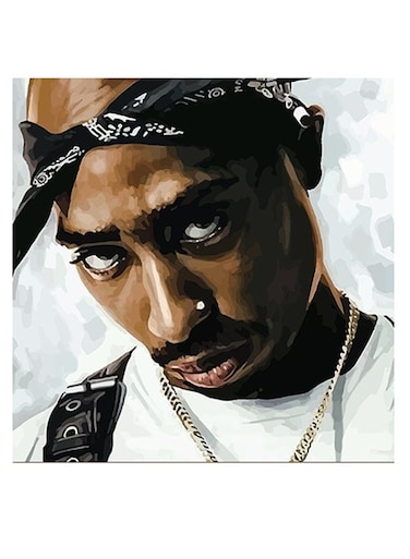 2Pac Printed Wall Art White/Brown/Black 30x30cm