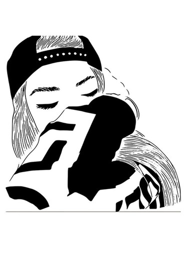 Girl Printed Wall Art White/Black 30x30cm