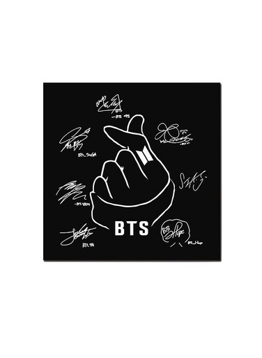 BTS Squad's Signatures Wall Art Painting Black/White 30 x 30centimeter