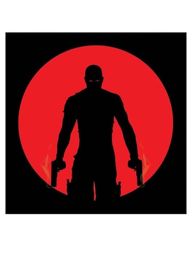 Bloodshot Movie Themed Printed MDF Wall Art Black/Red 30x30cm