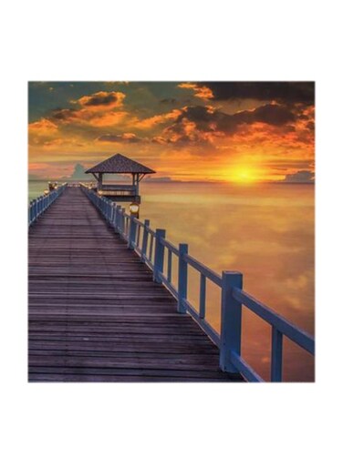 The Sunset Sea MDF Wall Art Multicolour 30x30cm