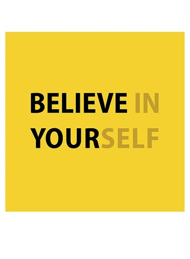 Believe In Yourself Themed Wall Art Yellow/Black/Brown 30x30cm